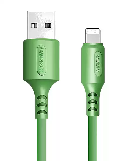 Кабель ColorWay CW-CBUL042-GR, для iPhon, Lightning на USB Male, 1м, 2.4A, силікон зелений - зображення 5