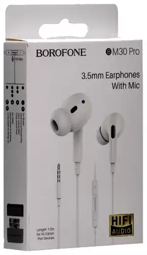 Навушники з мікрофоном Borofone BM30 білі Вакуумні - зображення 5