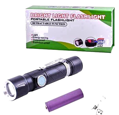 Ліхтарик Police WD255/246, ЗУ microUSB, 1x18650, zoom, затискач, Box - зображення 6