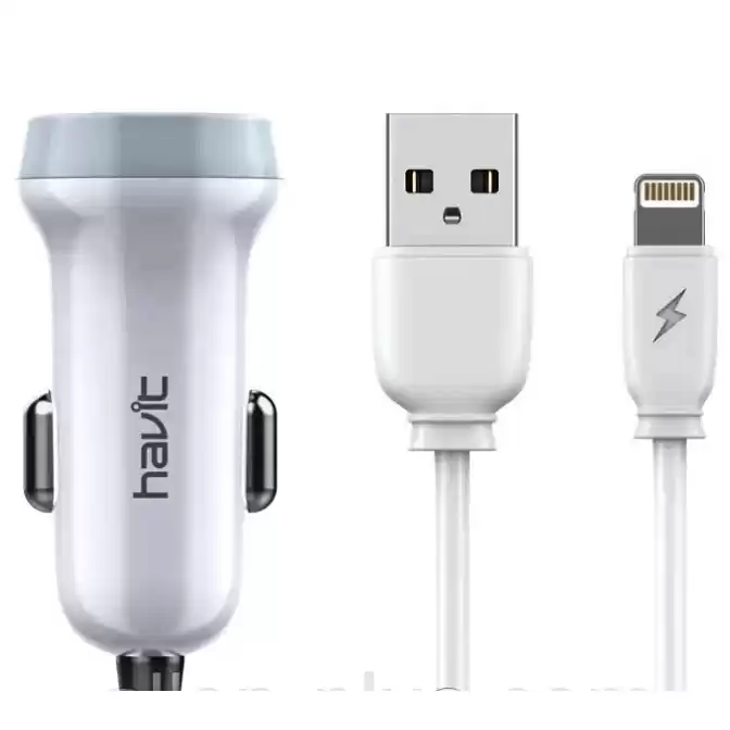 Автомобільний зарядний пристрій car charger HAVIT HV-ST851 with Lightning cable 2USB - зображення 5