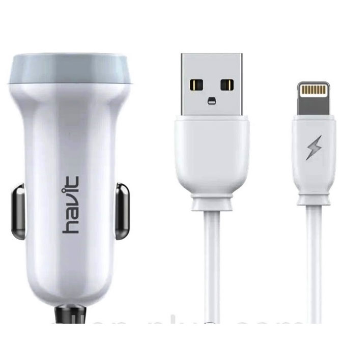 Автомобільний зарядний пристрій car charger HAVIT HV-ST851 with Lightning cable 2USB - зображення 6