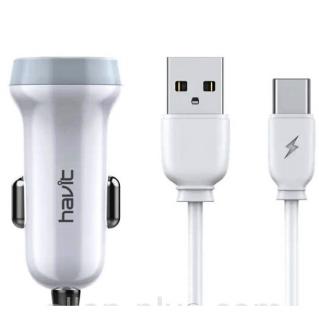 Фото товару Автомобільний зарядний пристрій car charger HAVIT HV-ST852 with Type C cable 2USB