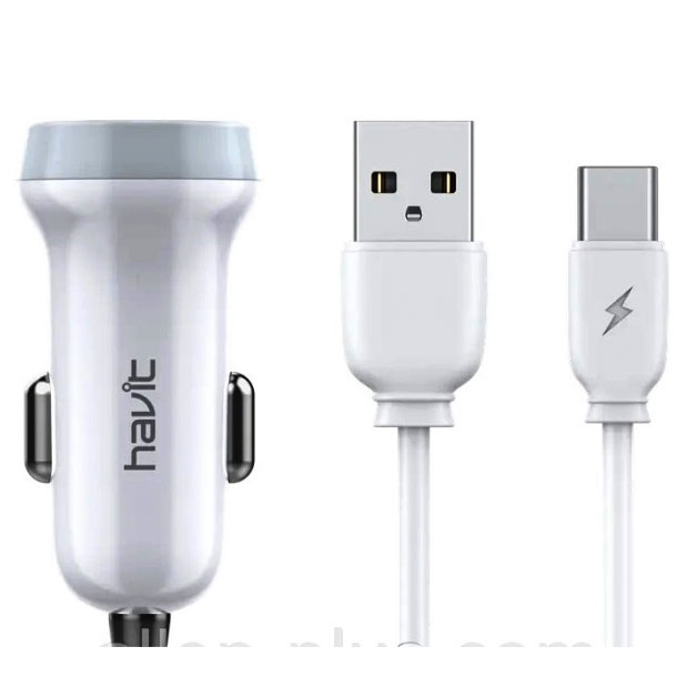Автомобільний зарядний пристрій car charger HAVIT HV-ST852 with Type C cable 2USB - зображення 6