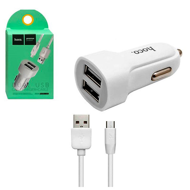 Автомобільний зарядний пристрій АЗУ HOCO Z2A 2USB/2,4A White - зображення 6