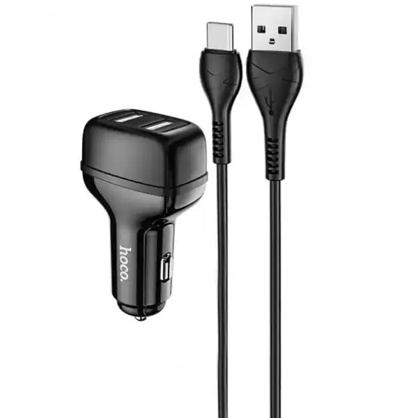 Автомобільний зарядний пристрій АЗУ HOCO Z36 Leader 2USB/2,4A Black - зображення 5