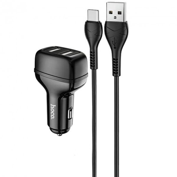 Автомобільний зарядний пристрій АЗУ HOCO Z36 Leader 2USB/2,4A Black - зображення 6