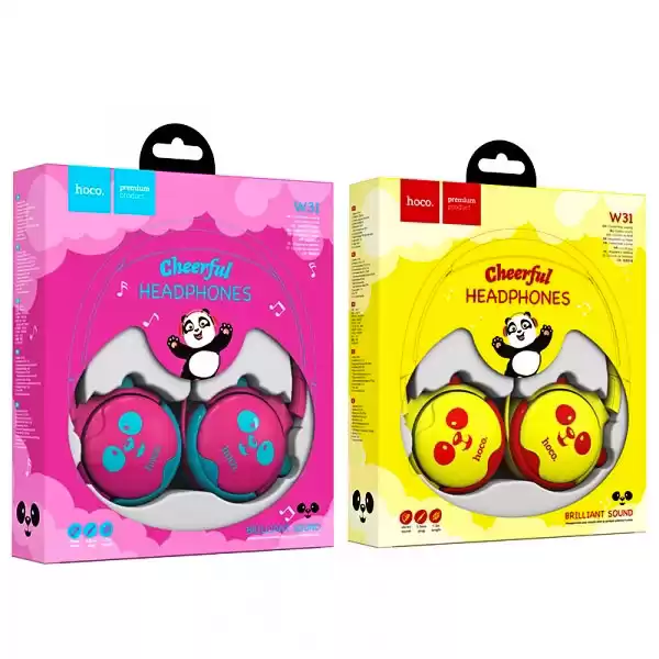 Навушники дитячі HOCO W31 Children headphones Panda Rose-Red - зображення 5
