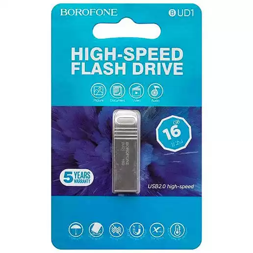 Флешка 16 Гб BOROFONE BUD1 Nimble high speed silver - зображення 5