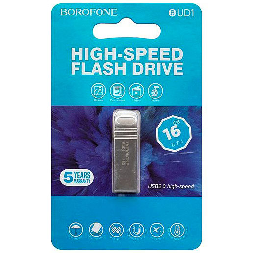 Флеш память USB BOROFONE BUD1 Nimble high speed 16Gb silver - изображение 1