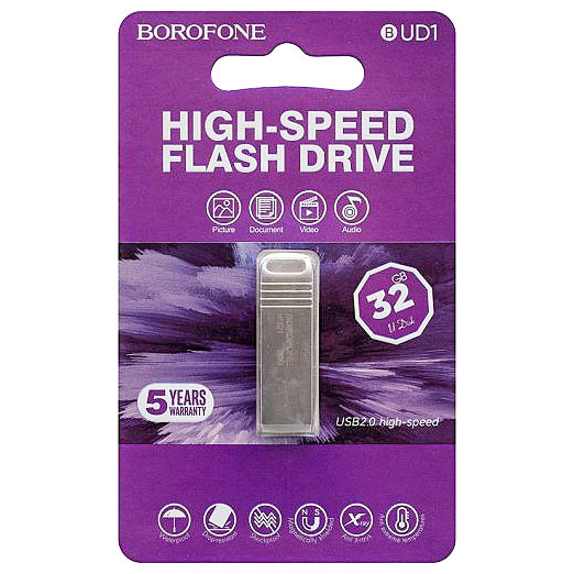 Флеш память USB BOROFONE BUD1 Nimble high speed 32Gb silver - изображение 1