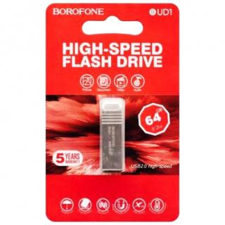 Фото товару Флешка 64 Гб BOROFONE BUD1 Nimble high speed сіра