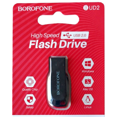 Флеш память USB BOROFONE BUD2 Generous high speed 32Gb black-red - изображение 1