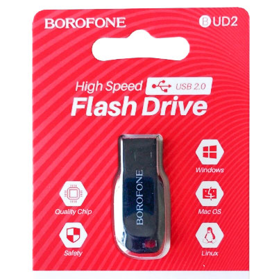 Флеш память USB BOROFONE BUD2 Generous high speed 64Gb black-red - изображение 1