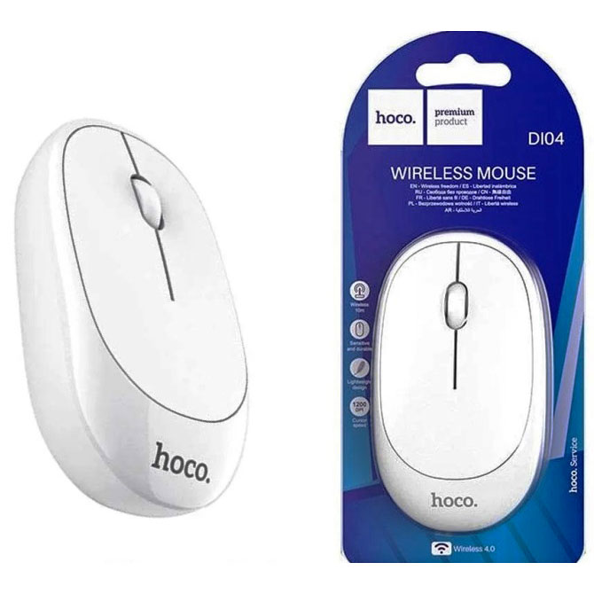 Мышь компьютерная HOCO DI04 BT Wireless Mouse White - изображение 1