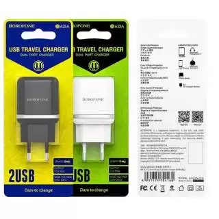 Фото товара Зарядное устройство BOROFONE BA25A Outstanding 2USB/2.4A black