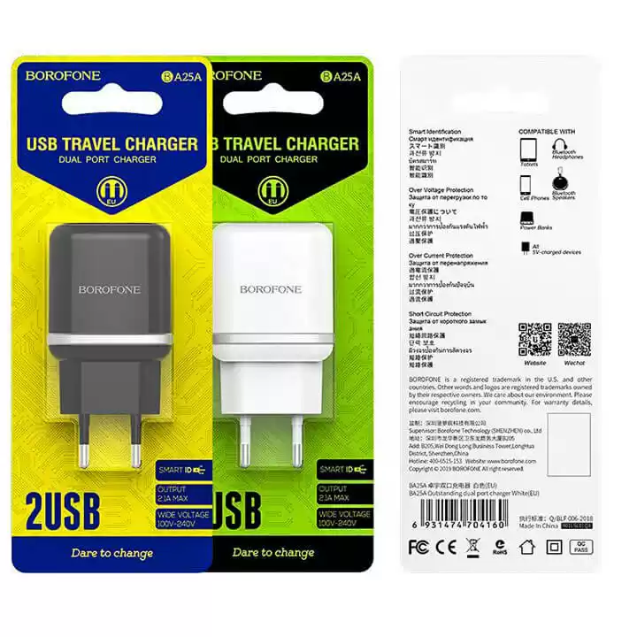 Зарядний пристрій BOROFONE BA25A Outstanding 2USB/2.4A black - зображення 5