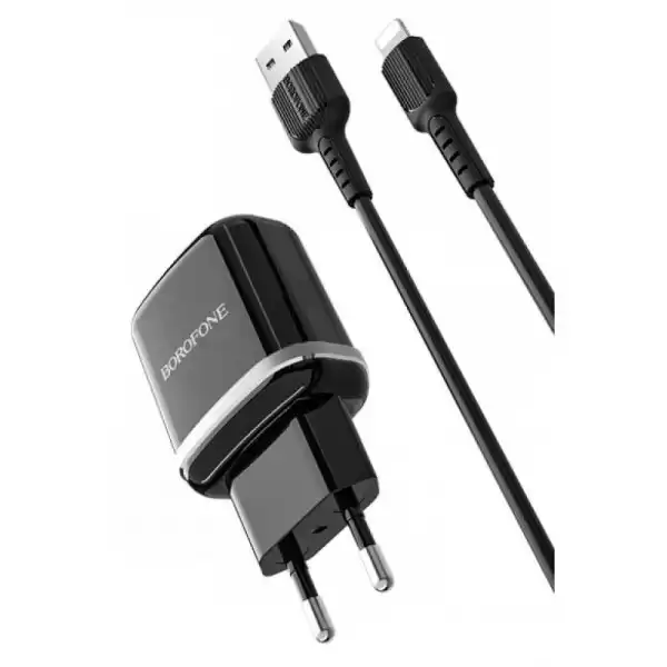 Зарядний пристрій BOROFONE BA25A Outstanding 2USB/2.4A+ Cable Type-C black - зображення 5