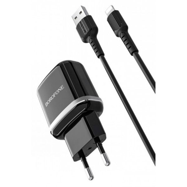 Зарядний пристрій BOROFONE BA25A Outstanding 2USB/2.4A+ Cable Type-C black - зображення 6
