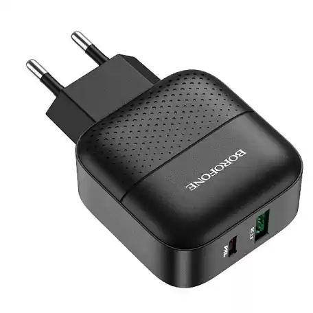 Зарядний пристрій BOROFONE BA46A Premium PD+QC3.0 1USB/3A black - зображення 5