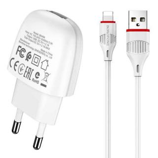 Фото товару Зарядний пристрій BOROFONE BA49A швидкої зарядки 1USB, 2.1A білий, для мобільних телефонів