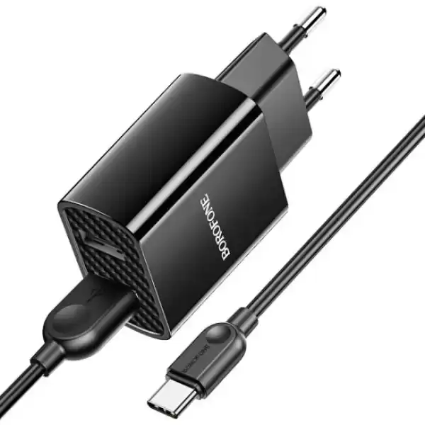 Зарядний пристрій BOROFONE BA53A Powerway 2USB/2.1A + Cable Type-C black - зображення 5