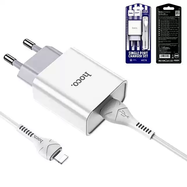 Зарядний пристрій HOCO C81A Asombroso 1USB/2,1A Type-C Cable Set White - зображення 5