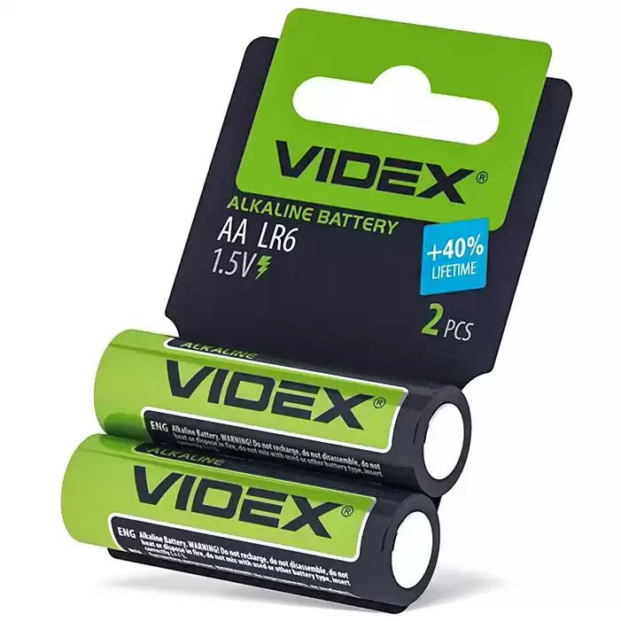 Батарейка AA LR6, Videx, 1,5 V, лужна, бл. 2/1, аналоги: R6, UM3, 15, 15A, MN1500 - зображення 5