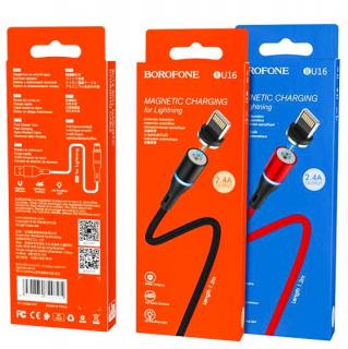Фото товару Кабель магнітний Lightning (iPhone) на USB, струм 2.4A, довжина 1.2 м, чорний, BOROFONE BU16 Skill magnetic for Lightning 2.4A/1.2m black