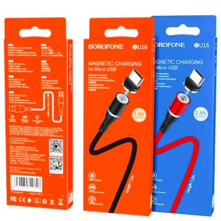 Фото товару Кабель магнітний micro USB на USB, струм 2,4 А, довжина 1,2 м, чорний, BOROFONE BU16 Skill magnetic for Micro 2.4A/1.2m black