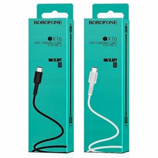 Фото товару Кабель Type-C на USB, струм 3 A, довжина 1 м, чорний. BOROFONE BX16 Easy for Type-C 3A/1m black. Швидка зарядка для мобільних телефонів та смартфонів