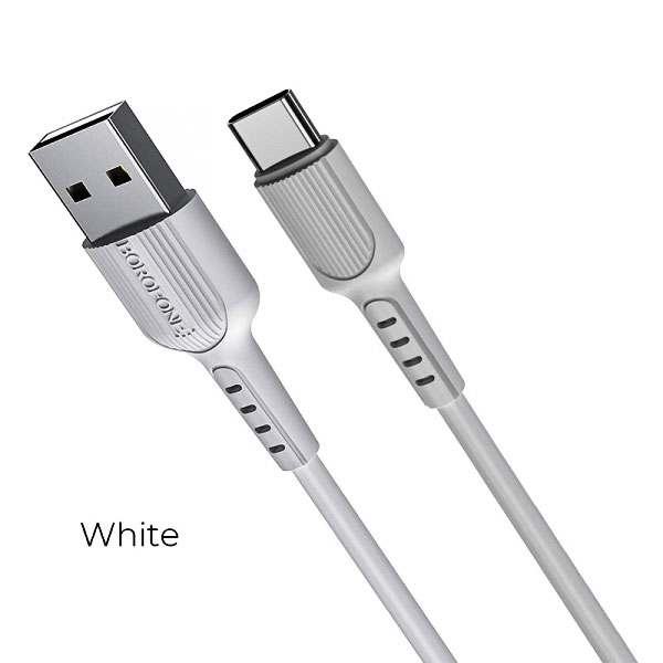 Кабель Type-C на USB 3  А, довжина 1 м, білий. BOROFONE BX16 Easy for Type-C 3A/1m white - зображення 1