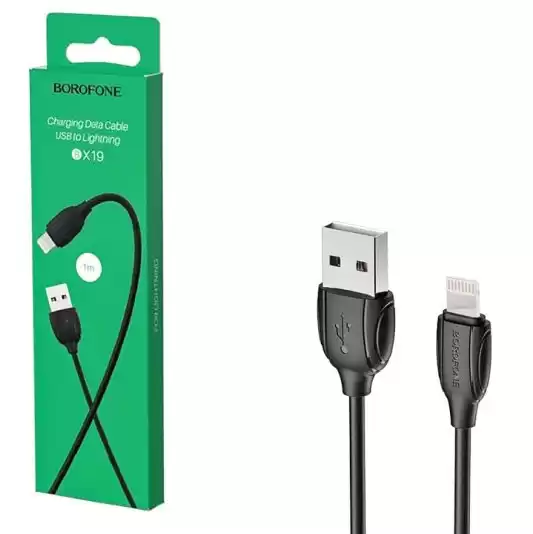 Кабель Lightning на USB 2,4 А, довжина 1 м, чорний. BOROFONE BX19 Benefit for Lightning 2.4A/1m black - зображення 5