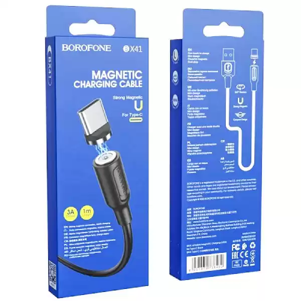 Кабель BOROFONE BX41 Amiable magnetic for Type-C 2.4A/1m black - зображення 5