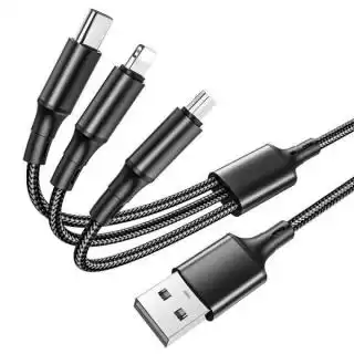 Фото товара Кабель BOROFONE BX50 3-in-1 Fresco charging for Lightning+Micro+Type-C 2.4A/1m black.