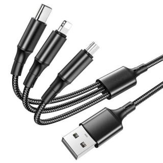 Фото товару Кабель BOROFONE BX50 3-in-1 Fresco charging for Lightning+Micro+Type-C 2.4A/1m black