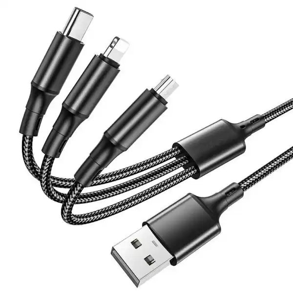 Кабель BOROFONE BX50 3-in-1 Fresco charging for Lightning+Micro+Type-C 2.4A/1m black - зображення 5