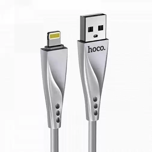 Кабель HOCO DU16 Silica gel charging data cable for Lightning/2A/1m. White - зображення 5