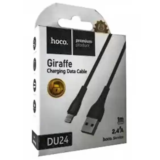 Кабель HOCO DU24 GIRAFFE Charging Data Cable for Lightning/2,4A/1m. Black - зображення 5