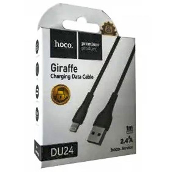 Кабель HOCO DU24 GIRAFFE Charging Data Cable for Lightning/2,4A/1m. Black - зображення 6