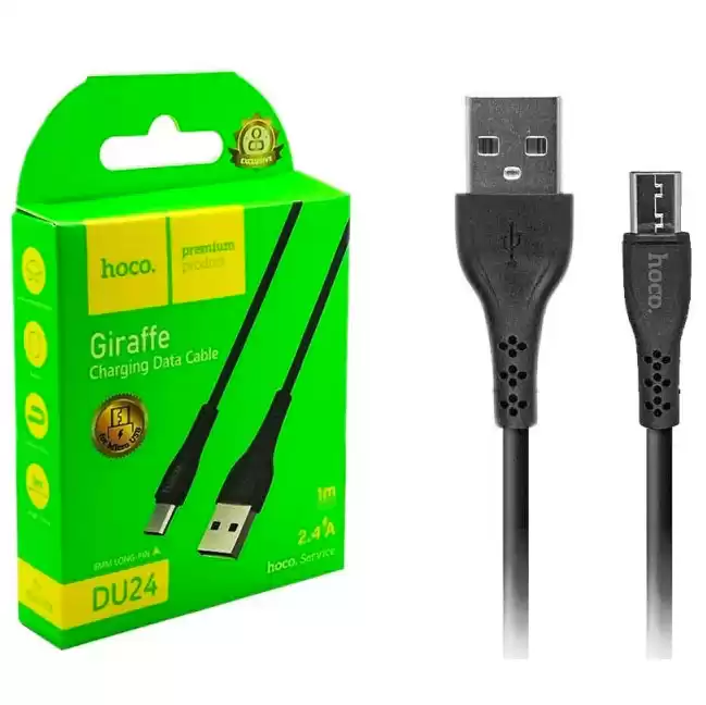 Кабель HOCO DU24 GIRAFFE Charging Data Cable for Micro long pin(8mm)/2,4A/1m. Black - зображення 5