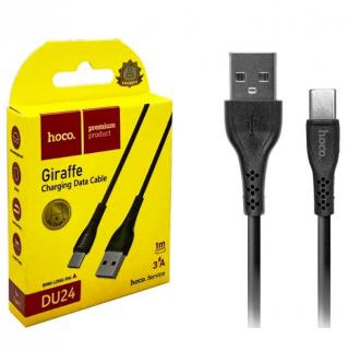 Фото товару Кабель HOCO DU24 GIRAFFE Charging Data Cable for Type-C long pin(8mm)/3A/1m. Black