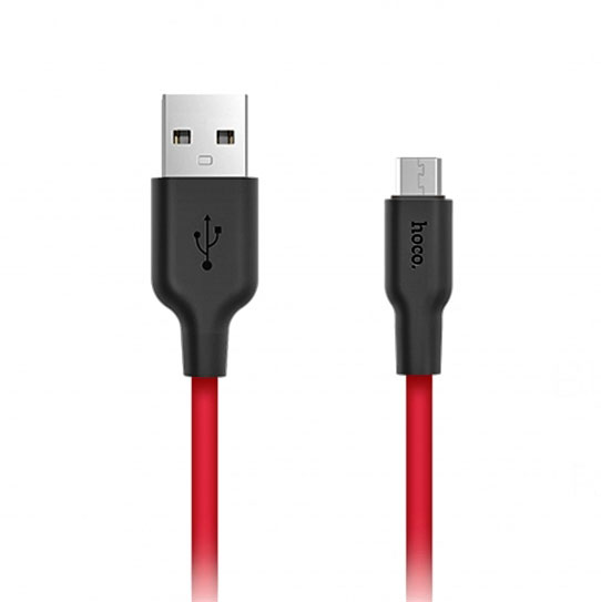 Кабель HOCO X21 Silicone Micro 2,1A/1m. Black/Red - зображення 1