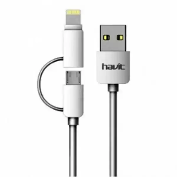 Кабель Lightning (iPhone) + micro USB на USB 1,8А 1м білий, HAVIT HV-CB610X, дата кабель для зарядки мобільних телефонів та смартфонів - зображення 5