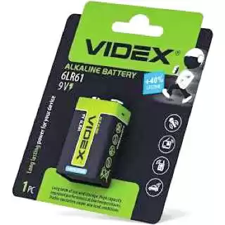 Батарейка 6F22 Videx Alkaline, 9 V, алкалінова, плівка, бл. 12/1, аналоги: 6LR61, 1604, 1604A, PP3, E-Block, MN1604 - зображення 5