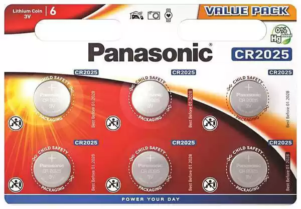 Батарейка CR2025, Panasonic, 3 V, літієва, бл. 6/1, аналоги: 5003LC, BR2025, DL2025, ECR2025, SB‑T14, AWI L12 - зображення 5