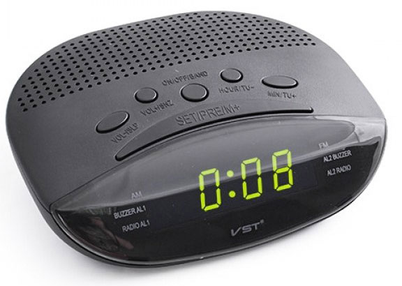 Годинник мережевий VST-908-2 салатовий, радіо FM, 220V - зображення 6