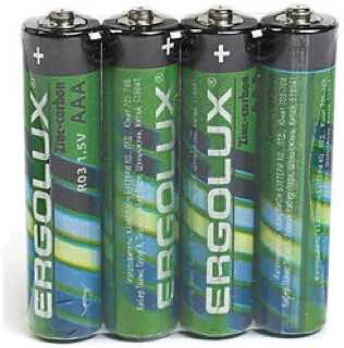 Фото товару Батарейка AAA R03, Ergolux Green, 1,5 V, сольова, уп. 4/60, аналоги: LR03, UM4, 24A, MN2400, AM4