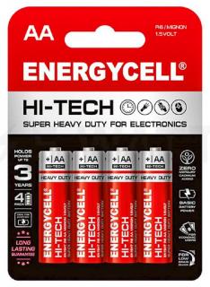 Фото товару Батарейка AA R6 P, Energycell, 1,5 V, сольова, бл. 4/1, аналоги: R6, UM3, 15D, 15S