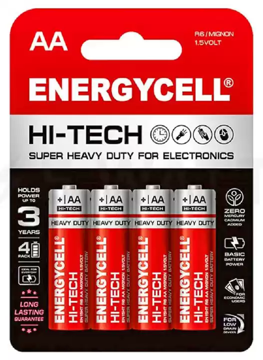 Батарейка AA R6 P, Energycell, 1,5 V, сольова, бл. 4/1, аналоги: R6, UM3, 15D, 15S - зображення 5
