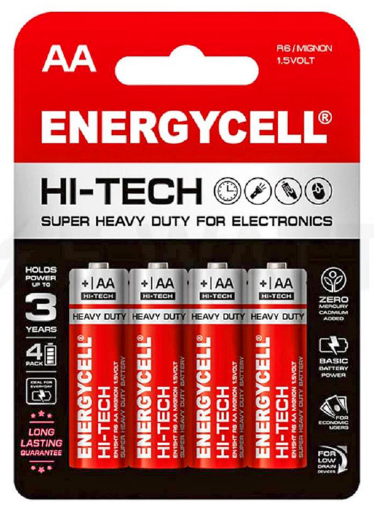Батарейка AA R6 P, Energycell, 1,5 V, сольова, бл. 4/1, аналоги: R6, UM3, 15D, 15S - зображення 1